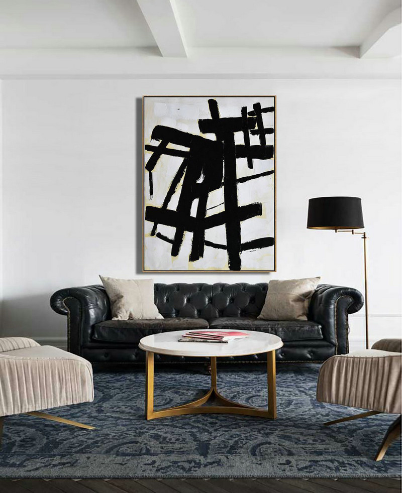 Oversized Canvas Art On Canvas,Minimalist Painting On Canvas, Palette Knife Vertical Minimal Art - Extra Large Paintings